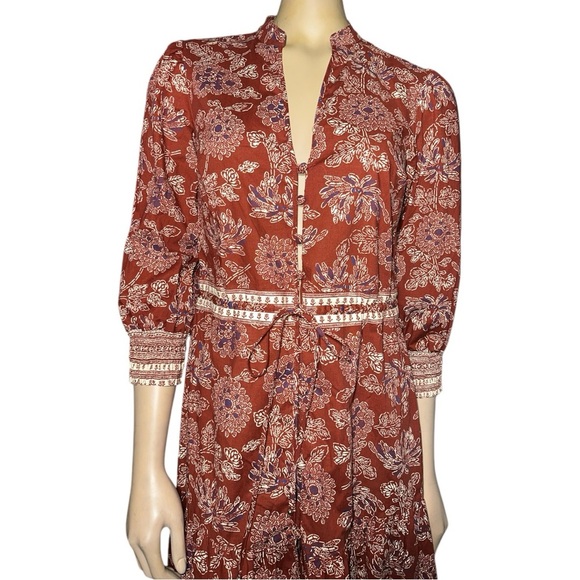 VERONICA BEARD Swedie Printed Midi Floral Red Dress size 2 - Picture 8 of 16